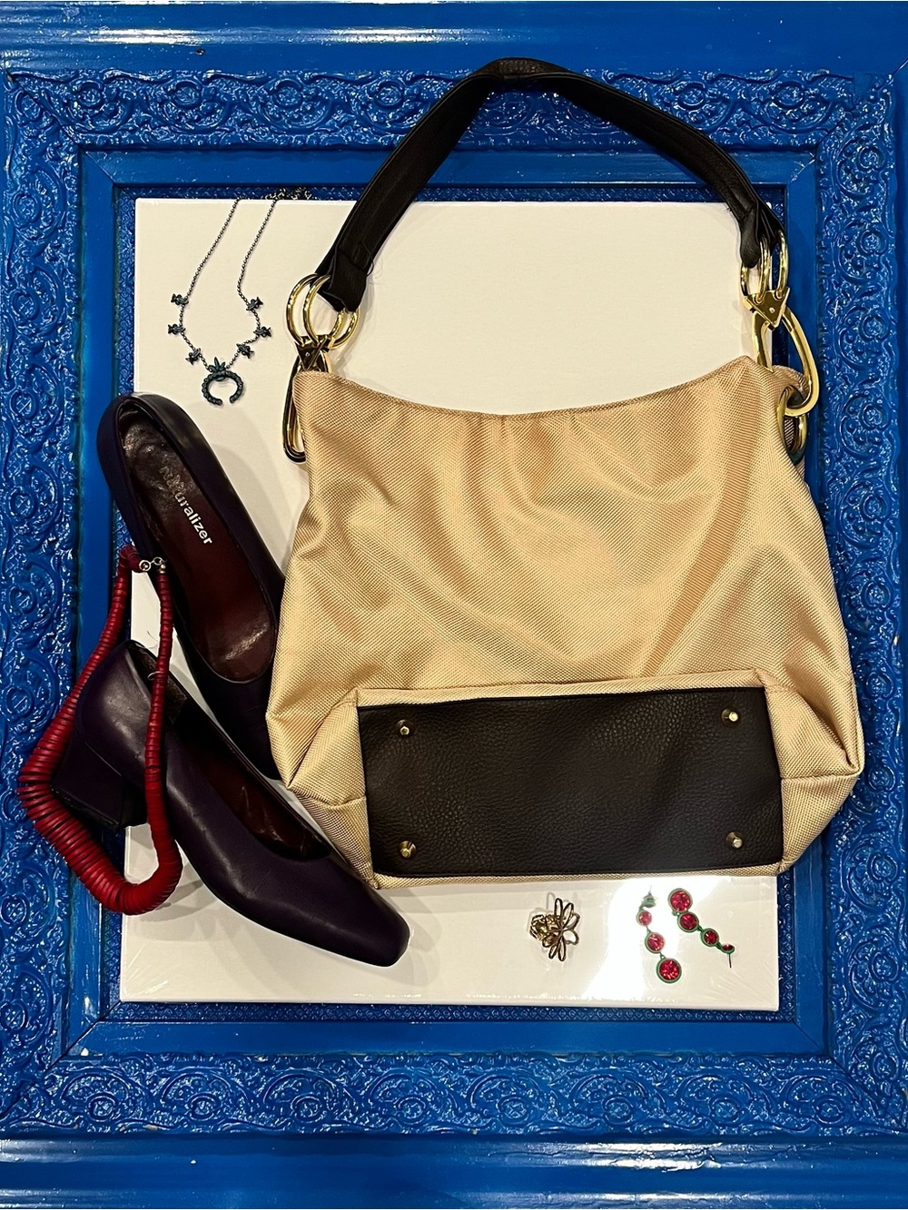 Stylish Two-Tone Beige & brown Shoulder Bag